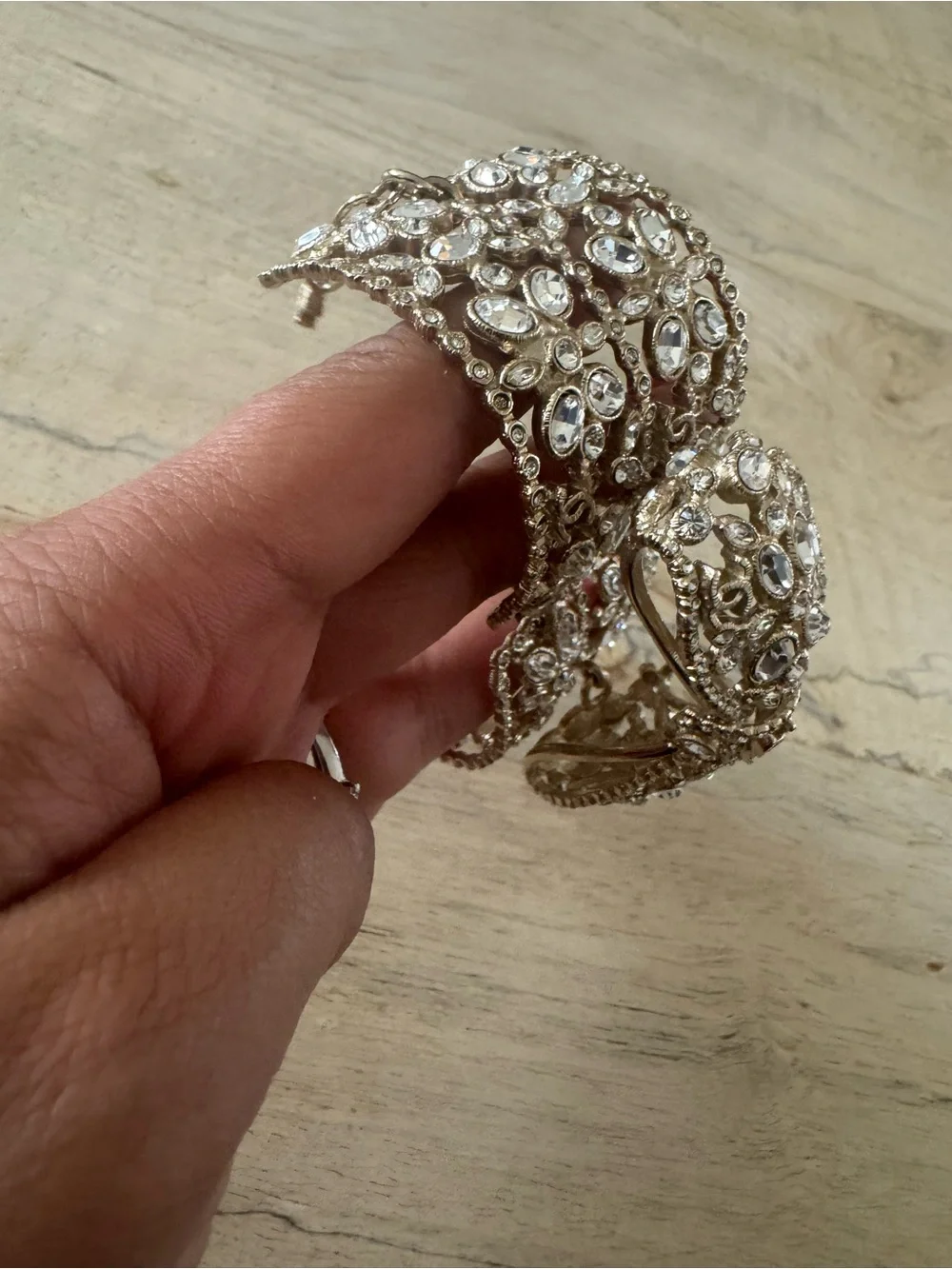 CHANEL Gold Tone Crystal Multi-Strand Bracelet with Black and White Clovers